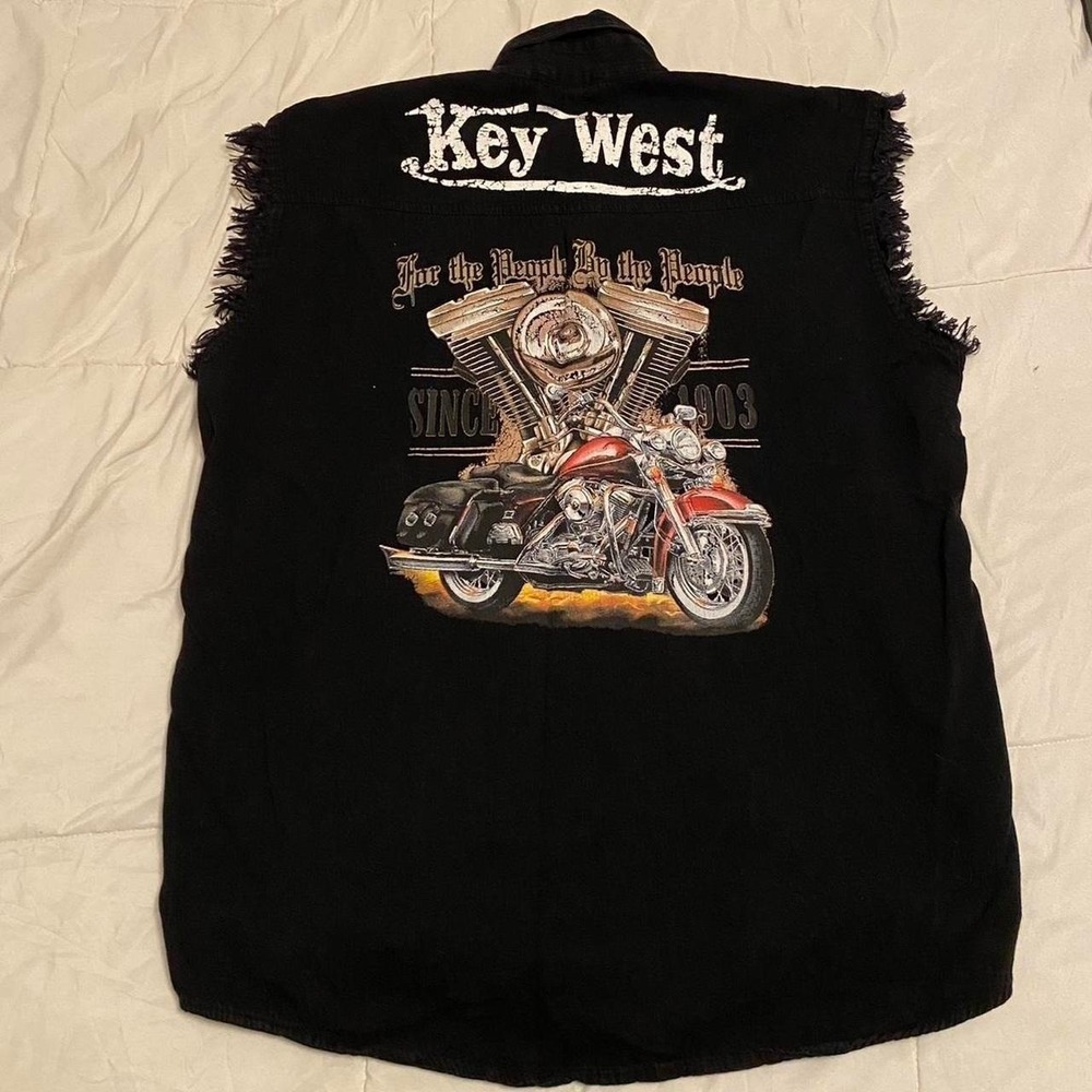 Vintage bike week key west cut off button up, Graphic L